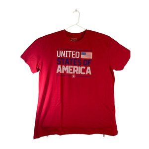 Men's Patriotic Graphic Tee XXL Bright Red Home of the Brave We The People 1776